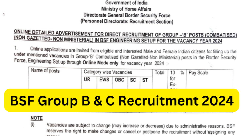 BSF Group B And C Recruitment 2024: BSF में आई भर्ती - Daily Job Dekho