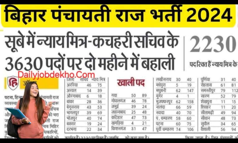 Bihar Panchayati Raj Vacancy 2024