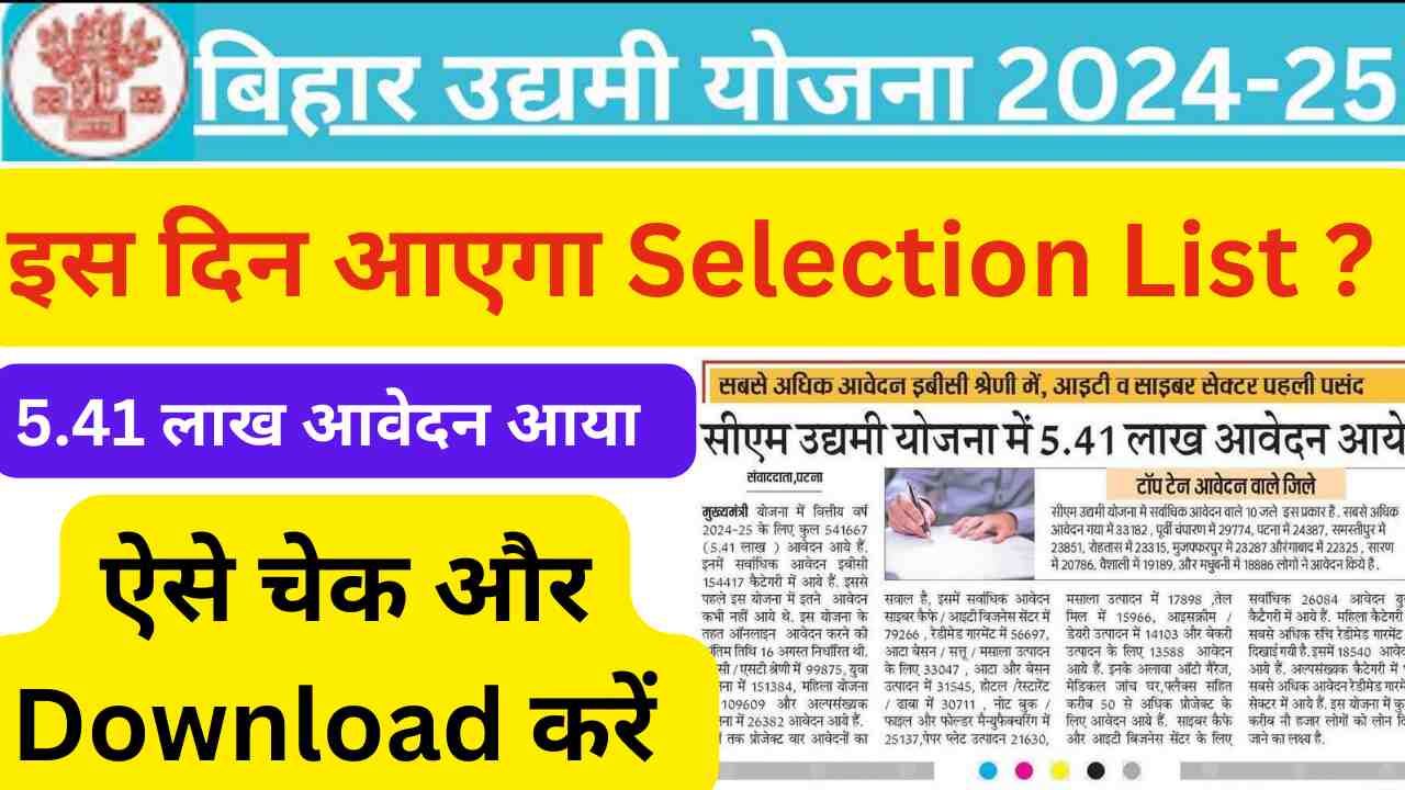 Bihar Udyami Yojana Selection List 2024