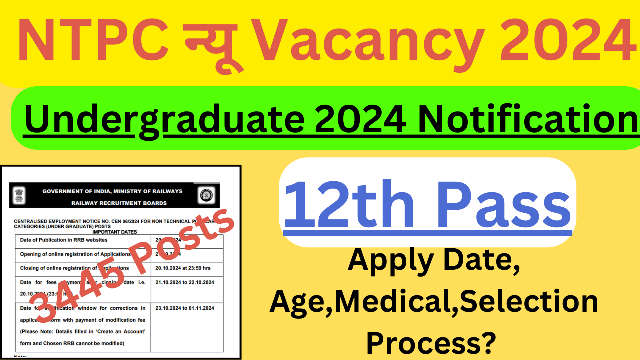 RRB NTPC Undergraduate Vacancy 2024