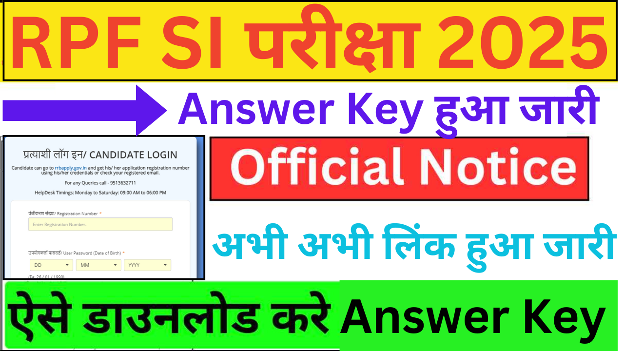 RPF SI Answer Key 2025